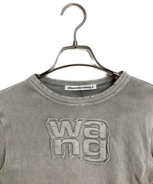 ALEXANDER WANG（アレキサンダー・ワン）ALEXANDER WANG (アレキサンダー・ワン) Distressed Edge Longsleeve Tee  ディストレスドエッジロングスリーブティー   グレー サイズ:Sの古着・服飾アイテム