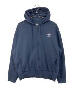 UMBRO×Rocky Monroeアンブロ×ロッキーモンロー）の古着「別注コラボ オーバーサイズ裏起毛ロゴ刺繍フルジップパーカー　フーディー」｜ネイビー