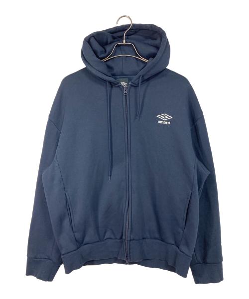 UMBRO（アンブロ）UMBRO (アンブロ) Rocky Monroe (ロッキーモンロー) 別注コラボ オーバーサイズ裏起毛ロゴ刺繍フルジップパーカー　フーディー ネイビー サイズ:Lの古着・服飾アイテム