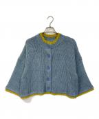ROBE de PEAUローブデポー）の古着「ジュジュボトルネックカーディガン JOU JOU BOTTLENECK CARDIGAN カーディガン　ニット」｜スカイブルー