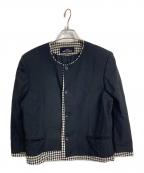 tricot COMME des GARCONSトリココムデギャルソン）の古着「チェックドッキング丸襟ジャケット　アウター　日本製」｜ブラック
