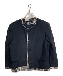tricot COMME des GARCONS（トリココムデギャルソン）の古着「チェックドッキング丸襟ジャケット　アウター　日本製」｜ブラック