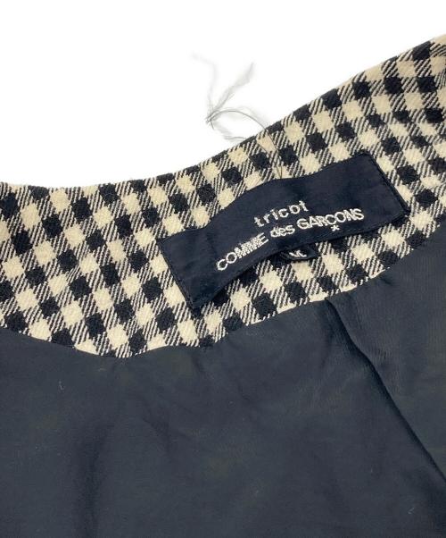 tricot COMME des GARCONS（トリココムデギャルソン）tricot COMME des GARCONS (トリココムデギャルソン) チェックドッキング丸襟ジャケット　アウター　日本製 ブラック サイズ:Mの古着・服飾アイテム