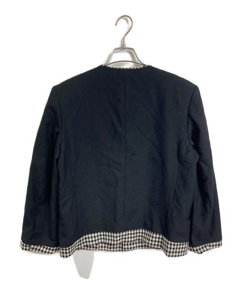 tricot COMME des GARCONS（トリココムデギャルソン）tricot COMME des GARCONS (トリココムデギャルソン) チェックドッキング丸襟ジャケット　アウター　日本製 ブラック サイズ:Mの古着・服飾アイテム