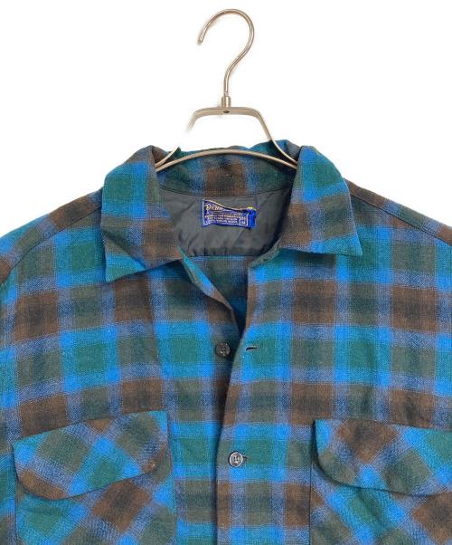 PENDLETON（ペンドルトン）PENDLETON (ペンドルトン) 【古着】50's‐60's ウールボードシャツ　チェックシャツ　50年代　60年代 ブルー×ブラウン サイズ:Mの古着・服飾アイテム