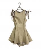 ANDMARYアンドマリー）の古着「Jozy ribbon flare mini dress  ジョジーリボンフレアミニドレス  ミニワンピース」｜ベージュ