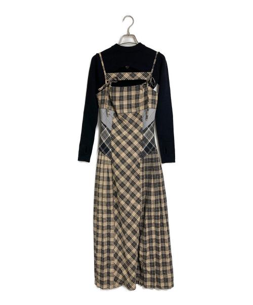 ANDMARY（アンドマリー）ANDMARY (アンドマリー) Nadia check long dress ベージュ サイズ:FREEの古着・服飾アイテム