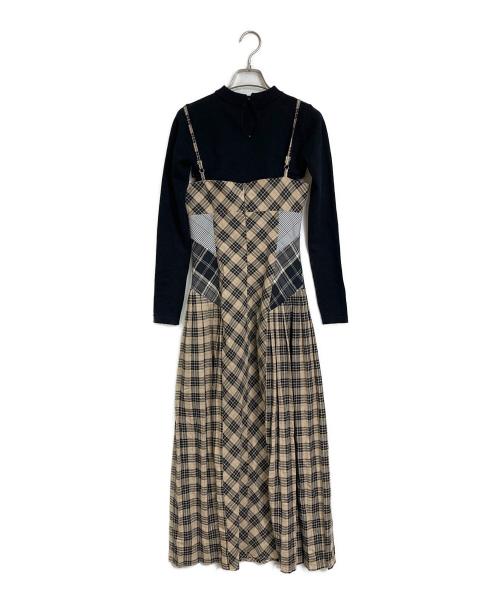 ANDMARY（アンドマリー）ANDMARY (アンドマリー) Nadia check long dress ベージュ サイズ:FREEの古着・服飾アイテム