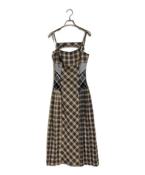ANDMARY（アンドマリー）ANDMARY (アンドマリー) Nadia check long dress ベージュ サイズ:FREEの古着・服飾アイテム