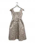 HER LIP TOハーリップトゥ）の古着「Le Lien Jacquard Dress  ルリアンジャカードドレス  ロングドレス　ロングワンピース　リボン柄」｜ピンク