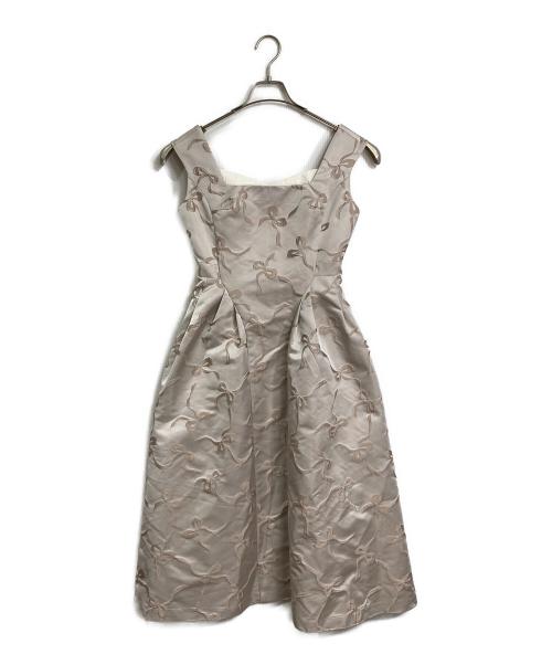 HER LIP TO（ハーリップトゥ）Her lip to (ハーリップトゥ) Le Lien Jacquard Dress  ルリアンジャカードドレス  ロングドレス　ロングワンピース　リボン柄 ピンク サイズ:S 未使用品の古着・服飾アイテム