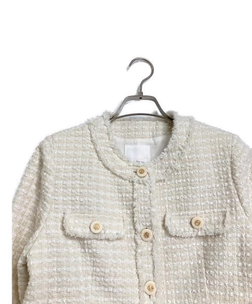 HER LIP TO（ハーリップトゥ）Her lip to (ハーリップトゥ) Grace Tweed Jacket ノーカラージャケット ホワイト サイズ:Sの古着・服飾アイテム