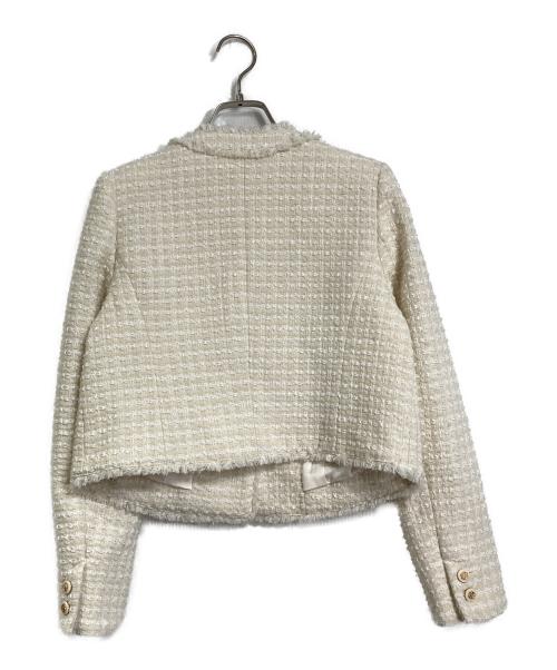 HER LIP TO（ハーリップトゥ）Her lip to (ハーリップトゥ) Grace Tweed Jacket ノーカラージャケット ホワイト サイズ:Sの古着・服飾アイテム