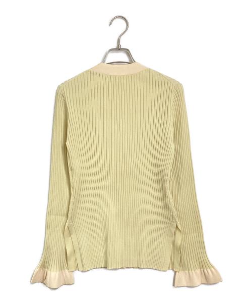 LANVIN（ランバン）LANVIN (ランバン) バイカラーⅤネックリブカーディガン ベージュ サイズ:38の古着・服飾アイテム