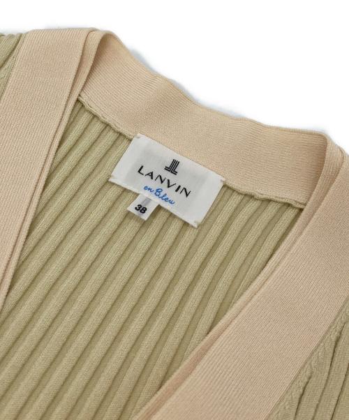 LANVIN（ランバン）LANVIN (ランバン) バイカラーⅤネックリブカーディガン ベージュ サイズ:38の古着・服飾アイテム