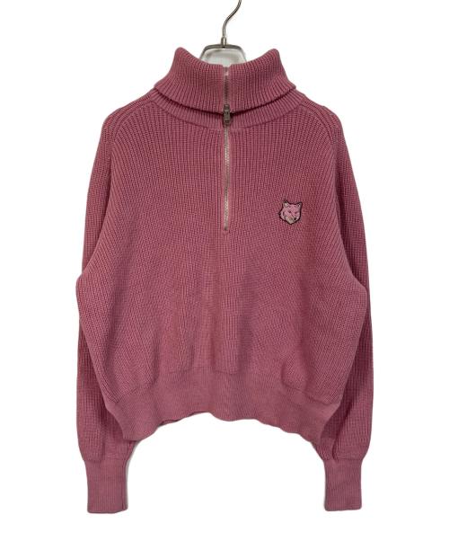 maison kitsune（メゾンキツネ）MAISON KITSUNE (メゾンキツネ) ハーフジップニット ピンク サイズ:S/Sの古着・服飾アイテム