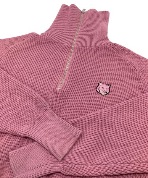 maison kitsune（メゾンキツネ）MAISON KITSUNE (メゾンキツネ) ハーフジップニット ピンク サイズ:S/Sの古着・服飾アイテム