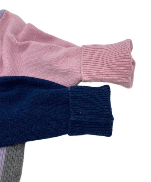 maison kitsune（メゾンキツネ）MAISON KITSUNE (メゾンキツネ) フォックスヘッド インターシャ コンフォート カラーブロック ジャンパー パープル サイズ:XSの古着・服飾アイテム