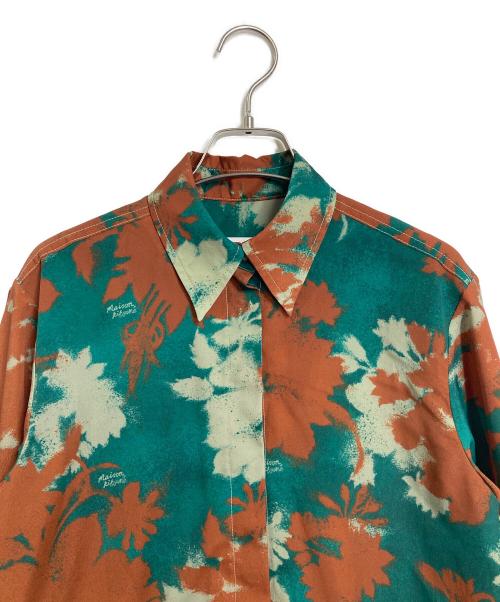 maison kitsune（メゾンキツネ）MAISON KITSUNE (メゾンキツネ) フラワープリントシャツ　長袖シャツ　柄シャツ ブラウン×グリーン サイズ:34の古着・服飾アイテム