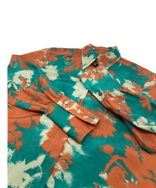 maison kitsune（メゾンキツネ）MAISON KITSUNE (メゾンキツネ) フラワープリントシャツ　長袖シャツ　柄シャツ ブラウン×グリーン サイズ:34の古着・服飾アイテム