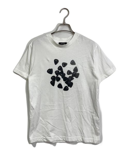 A.P.C.（アーペーセー）A.P.C. (アーペーセー) ロゴプリントTシャツ　コットンTシャツ ホワイト×ブラック サイズ:XSの古着・服飾アイテム