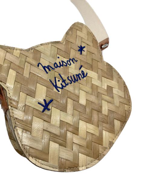 maison kitsune（メゾンキツネ）MAISON KITSUNE (メゾンキツネ) Kitsune Fox Head Straw Bag かごバッグ　ショルダーバッグ ベージュ サイズ:実寸参照の古着・服飾アイテム