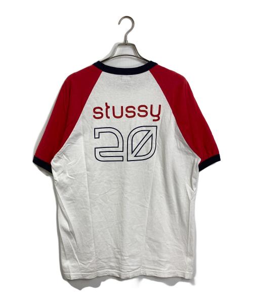 stussy（ステューシー）stussy (ステューシー) 【古着】90'sラグランTシャツ　USA製　90年代 レッド×ホワイト サイズ:Lの古着・服飾アイテム