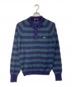 IZOD LACOSTEアイゾッド ラコステ）の古着「【古着】70's-80'sニットシャツ　ボーダー　糸巻きタグ　70年代　80年代」｜ネイビー×グリーン