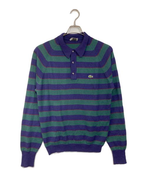 IZOD LACOSTE（アイゾッド ラコステ）IZOD LACOSTE (アイゾッド ラコステ) 【古着】70's-80'sニットシャツ　ボーダー　糸巻きタグ　70年代　80年代 ネイビー×グリーン サイズ:実寸参照の古着・服飾アイテム