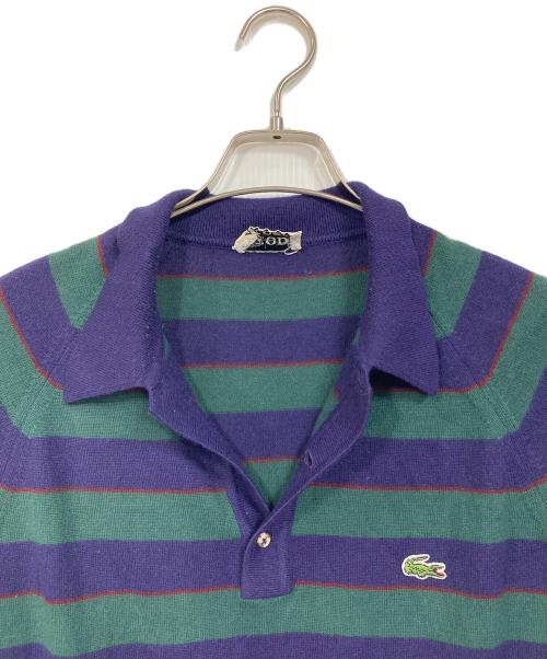 IZOD LACOSTE（アイゾッド ラコステ）IZOD LACOSTE (アイゾッド ラコステ) 【古着】70's-80'sニットシャツ　ボーダー　糸巻きタグ　70年代　80年代 ネイビー×グリーン サイズ:実寸参照の古着・服飾アイテム