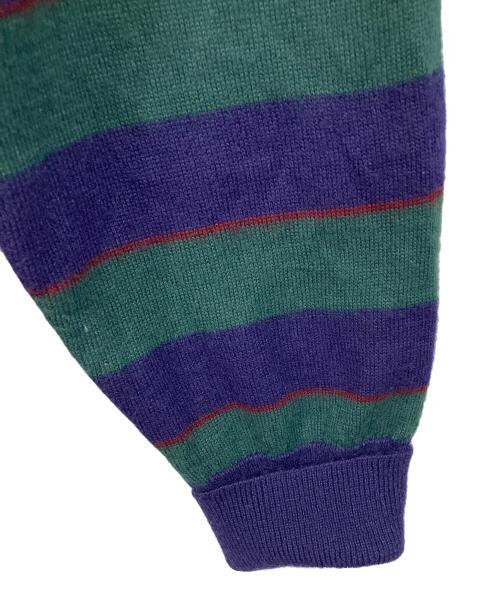 IZOD LACOSTE（アイゾッド ラコステ）IZOD LACOSTE (アイゾッド ラコステ) 【古着】70's-80'sニットシャツ　ボーダー　糸巻きタグ　70年代　80年代 ネイビー×グリーン サイズ:実寸参照の古着・服飾アイテム