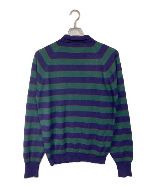 IZOD LACOSTE（アイゾッド ラコステ）IZOD LACOSTE (アイゾッド ラコステ) 【古着】70's-80'sニットシャツ　ボーダー　糸巻きタグ　70年代　80年代 ネイビー×グリーン サイズ:実寸参照の古着・服飾アイテム