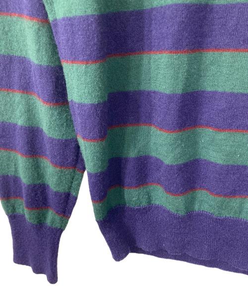 IZOD LACOSTE（アイゾッド ラコステ）IZOD LACOSTE (アイゾッド ラコステ) 【古着】70's-80'sニットシャツ　ボーダー　糸巻きタグ　70年代　80年代 ネイビー×グリーン サイズ:実寸参照の古着・服飾アイテム