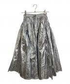 POPPYポピー）の古着「GATHER RIBBON SKIRT  ギャザーリボンスカート　ロングスカート　メタリック」｜シルバー