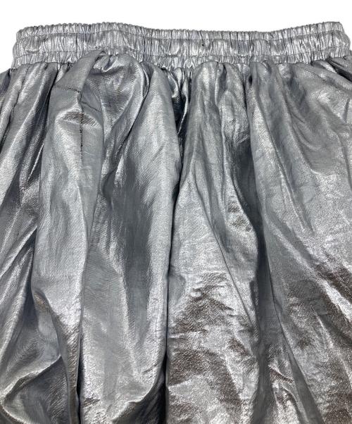 POPPY（ポピー）POPPY (ポピー) GATHER RIBBON SKIRT  ギャザーリボンスカート　ロングスカート　メタリック シルバー サイズ:Lの古着・服飾アイテム