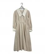 CANDY DRESS CRAZY GARDEN×foufouキャンディドレスクレイジーガーデン×フーフー）の古着「high neck gather dress ギャザードレス　ワンピースドレス」｜ベージュ