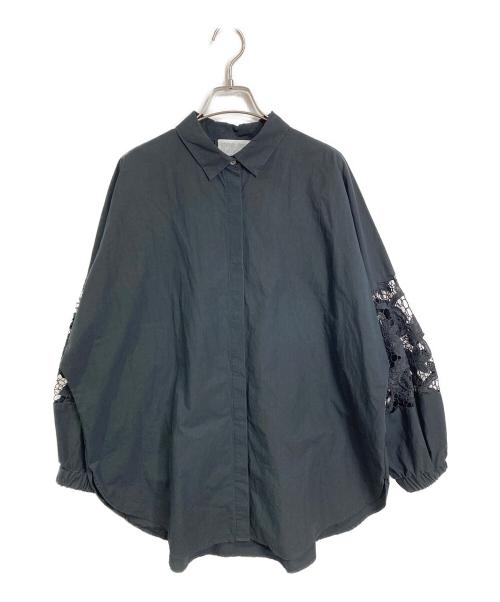 BEARDSLEY（ビアズリー）BEARDSLEY (ビアズリー) 袖レース切り替えシャツ ブラック サイズ:実寸参照の古着・服飾アイテム