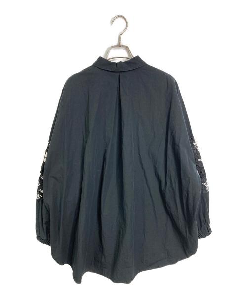 BEARDSLEY（ビアズリー）BEARDSLEY (ビアズリー) 袖レース切り替えシャツ ブラック サイズ:実寸参照の古着・服飾アイテム