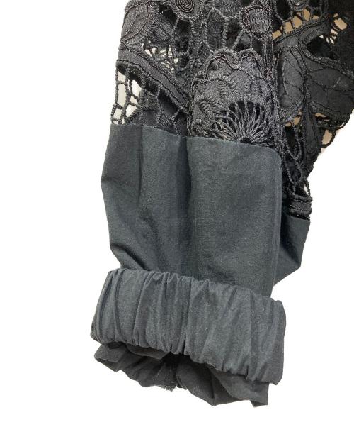 BEARDSLEY（ビアズリー）BEARDSLEY (ビアズリー) 袖レース切り替えシャツ ブラック サイズ:実寸参照の古着・服飾アイテム