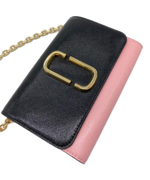 MARC JACOBS（マークジェイコブス）MARC JACOBS (マークジェイコブス) SNAP SHOT WALLET ON CHAIN チェーンショルダーバッグ ピンク×ブラック サイズ:実寸参照の古着・服飾アイテム