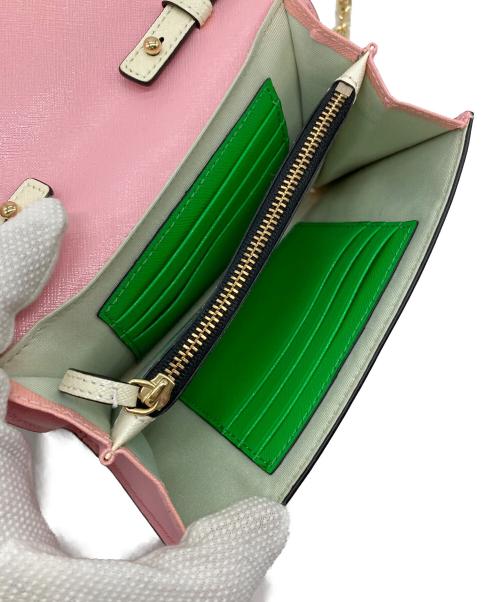 MARC JACOBS（マークジェイコブス）MARC JACOBS (マークジェイコブス) SNAP SHOT WALLET ON CHAIN チェーンショルダーバッグ ピンク×ブラック サイズ:実寸参照の古着・服飾アイテム