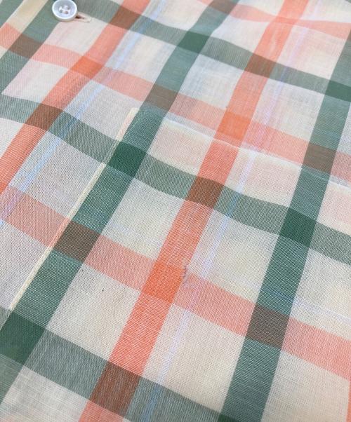 Sears（シアーズ）Sears (シアーズ) 【古着】60’S-70’S USA製半袖チェックシャツ　PERMA-PREST　 ベージュ サイズ:Mの古着・服飾アイテム