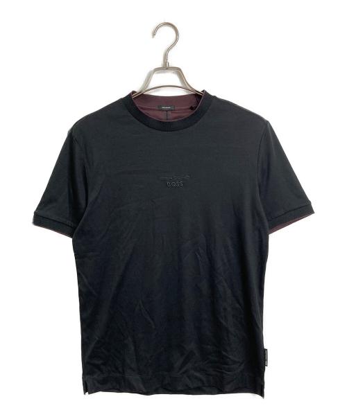 PORSCHE（ポルシェ）PORSCHE (ポルシェ) BOSS (ボス) スペシャルロゴ シルケットコットン Tシャツ ブラック サイズ:Sの古着・服飾アイテム