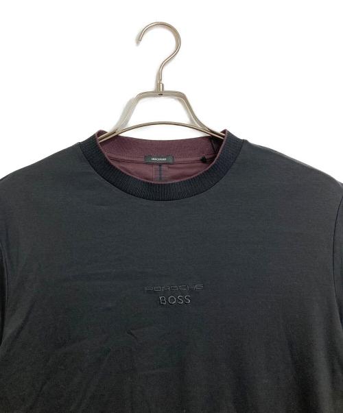 PORSCHE（ポルシェ）PORSCHE (ポルシェ) BOSS (ボス) スペシャルロゴ シルケットコットン Tシャツ ブラック サイズ:Sの古着・服飾アイテム