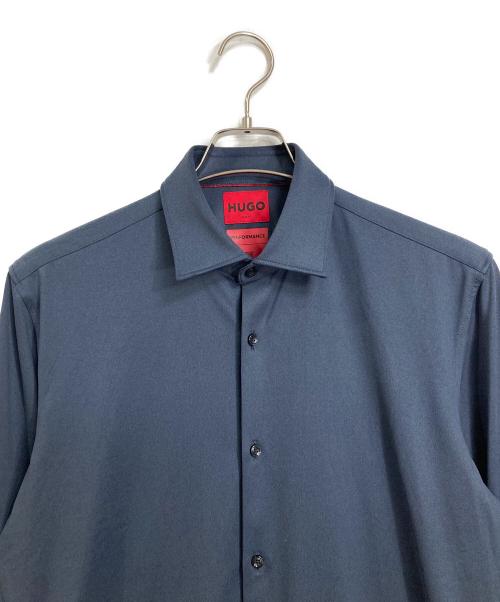 HUGO（ヒューゴ ボス）HUGO (ヒューゴ ボス) 長袖シャツ　ポリエステルシャツ ネイビー サイズ:37の古着・服飾アイテム