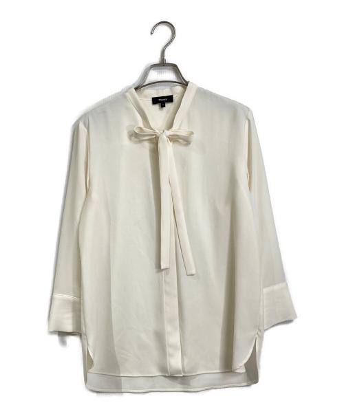 theory（セオリー）theory (セオリー) Prime Georgette Tie Blous リボンタイブラウス　日本製 アイボリー サイズ:Sの古着・服飾アイテム