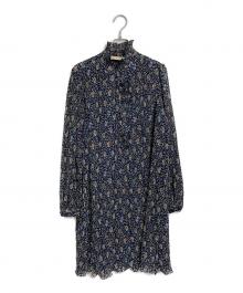 TORY BURCH（トリーバーチ）の古着「プリーツ ベルトリボン付きワンピース」｜ネイビー