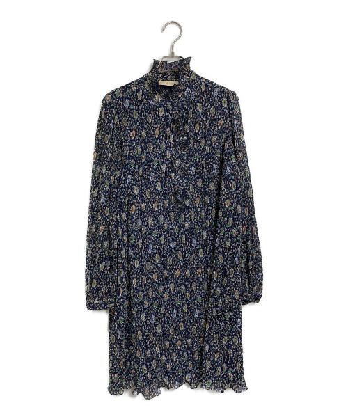 TORY BURCH（トリーバーチ）TORY BURCH (トリーバーチ) プリーツ ベルトリボン付きワンピース ネイビー サイズ:6の古着・服飾アイテム
