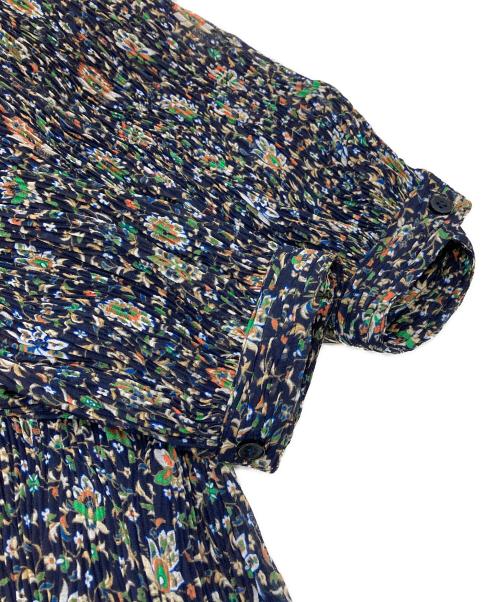 TORY BURCH（トリーバーチ）TORY BURCH (トリーバーチ) プリーツ ベルトリボン付きワンピース ネイビー サイズ:6の古着・服飾アイテム