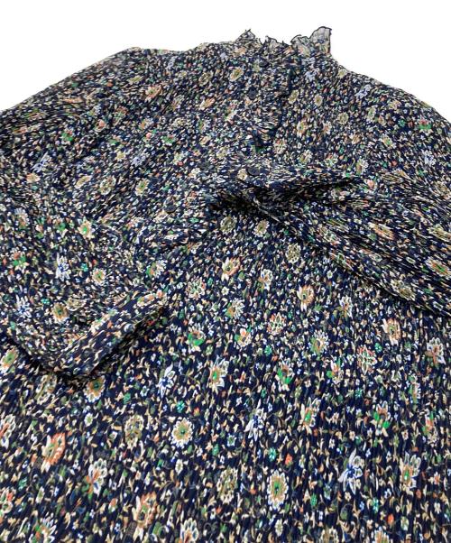 TORY BURCH（トリーバーチ）TORY BURCH (トリーバーチ) プリーツ ベルトリボン付きワンピース ネイビー サイズ:6の古着・服飾アイテム